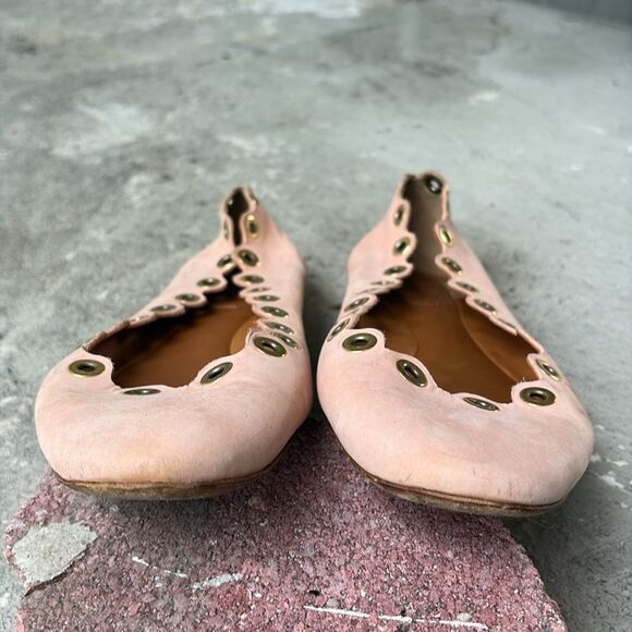 Chloe suede eyelet trim ballet flats - Picture 4 of 10